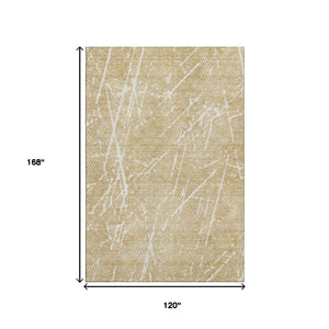HomeRoots 10' X 14' Beige and Ivory Abstract Area Rug - Washable, UV-Protected, Durable & Stylish for Family Spaces 652815