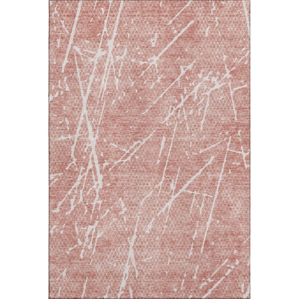 HomeRoots 5' X 8' Contemporary Blush & Ivory Abstract Area Rug - Washable, UV Protected, Stain Resistant Design 652817