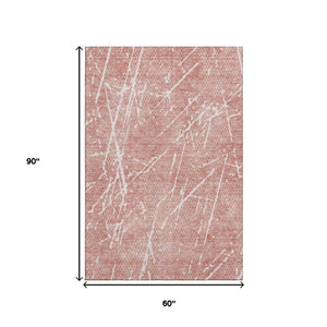 HomeRoots 5' X 8' Contemporary Blush & Ivory Abstract Area Rug - Washable, UV Protected, Stain Resistant Design 652817