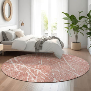 HomeRoots 8' Blush and Ivory Abstract Round Rug – Stylish, Washable, UV Protected, Perfect for Any Space! 652818