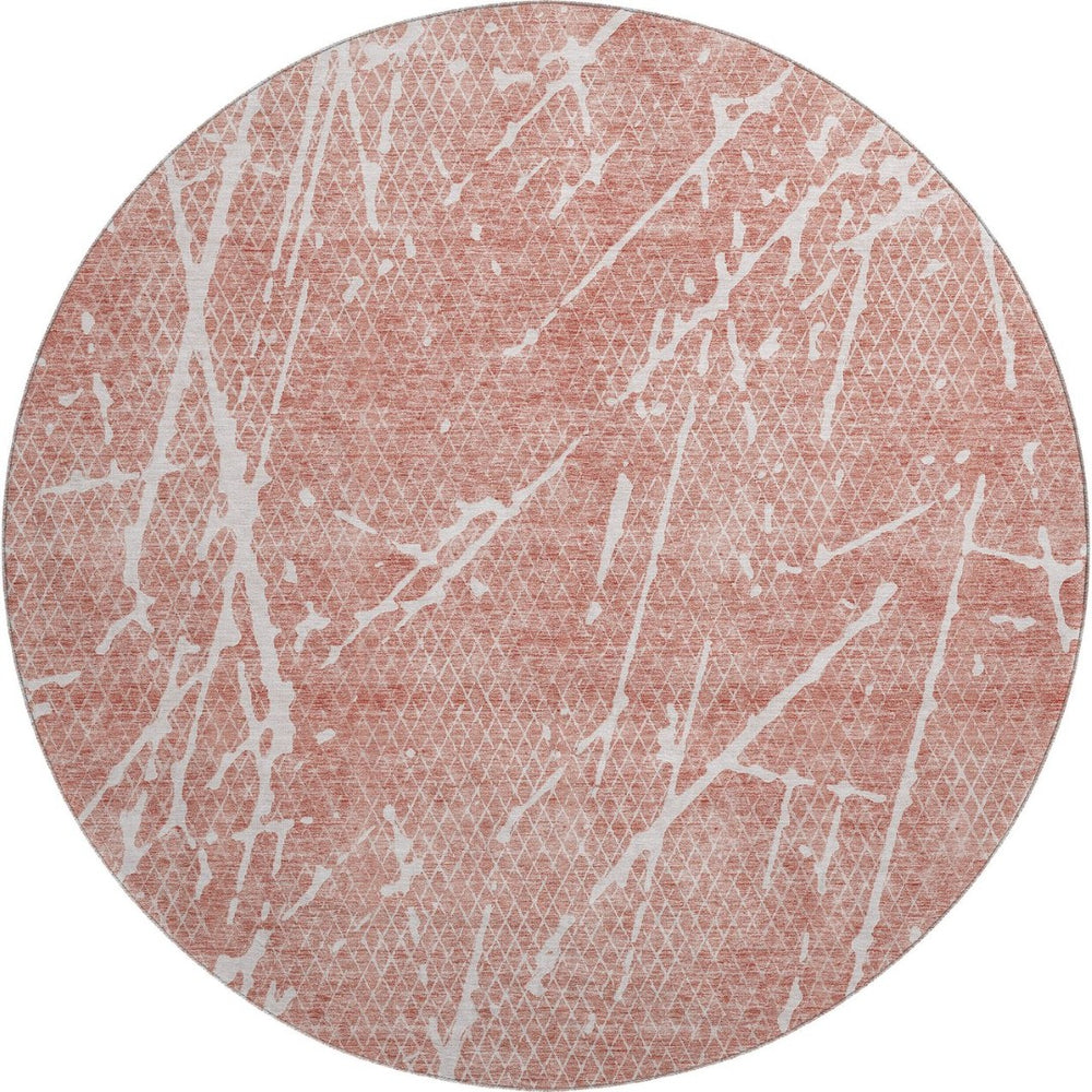 HomeRoots 8' Blush and Ivory Abstract Round Rug – Stylish, Washable, UV Protected, Perfect for Any Space! 652818