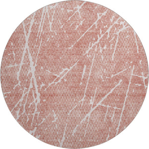 HomeRoots 8' Blush and Ivory Abstract Round Rug – Stylish, Washable, UV Protected, Perfect for Any Space! 652818