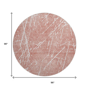 HomeRoots 8' Blush and Ivory Abstract Round Rug – Stylish, Washable, UV Protected, Perfect for Any Space! 652818