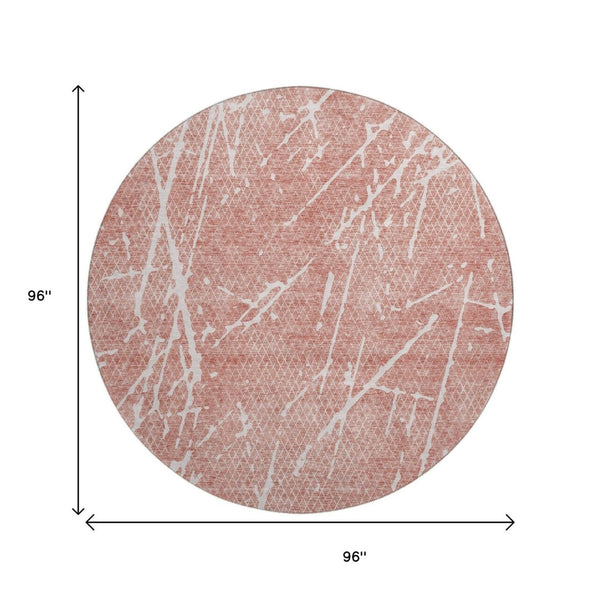 HomeRoots 8' Blush and Ivory Abstract Round Rug – Stylish, Washable, UV Protected, Perfect for Any Space! 652818