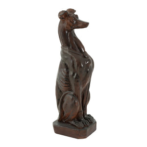 English Elm Grey Greyhound Outdoor Statue Cast Concrete Antique Brown Finish Artisan Garden Accent 65282.00DBRN