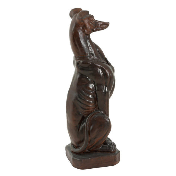 English Elm Grey Greyhound Outdoor Statue Cast Concrete Antique Brown Finish Artisan Garden Accent 65282.00DBRN