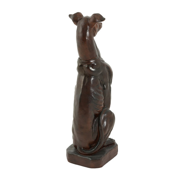English Elm Grey Greyhound Outdoor Statue Cast Concrete Antique Brown Finish Artisan Garden Accent 65282.00DBRN