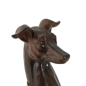 English Elm Grey Greyhound Outdoor Statue Cast Concrete Antique Brown Finish Artisan Garden Accent 65282.00DBRN