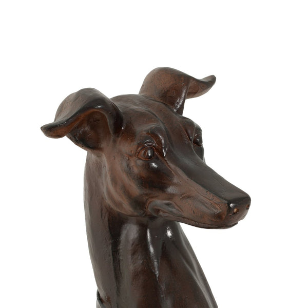 English Elm Grey Greyhound Outdoor Statue Cast Concrete Antique Brown Finish Artisan Garden Accent 65282.00DBRN