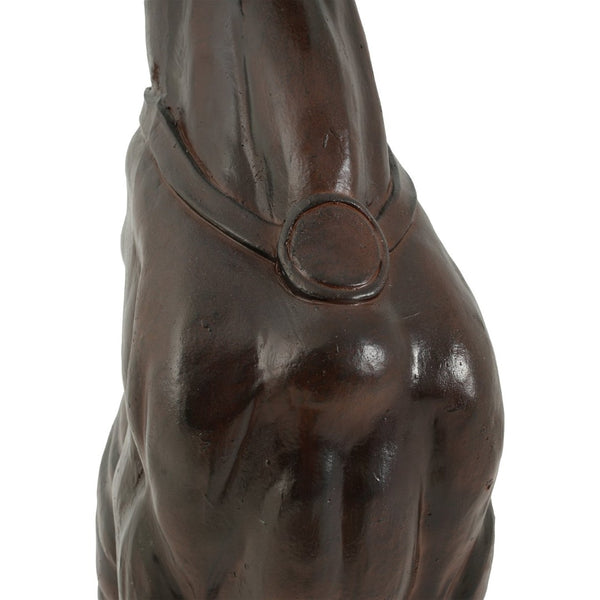 English Elm Grey Greyhound Outdoor Statue Cast Concrete Antique Brown Finish Artisan Garden Accent 65282.00DBRN