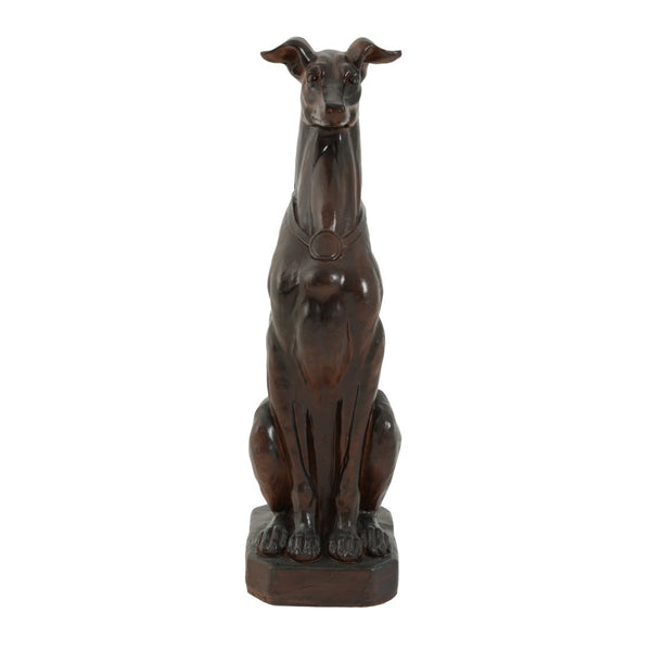 English Elm Grey Greyhound Outdoor Statue Cast Concrete Antique Brown Finish Artisan Garden Accent 65282.00DBRN