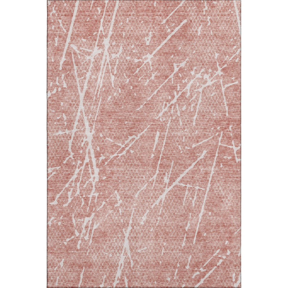 HomeRoots 9' X 12' Blush and Ivory Abstract Area Rug - Stylish, Stain-Resistant, UV Protected for Modern Spaces 652820
