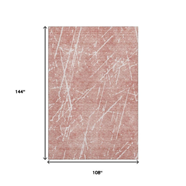 HomeRoots 9' X 12' Blush and Ivory Abstract Area Rug - Stylish, Stain-Resistant, UV Protected for Modern Spaces 652820