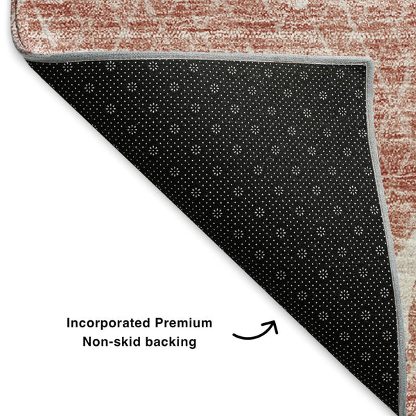 HomeRoots 10' X 14' Blush & Ivory Abstract Area Rug - Washable, UV Protected, Durable for Kids & Pets! 652821