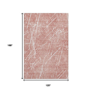HomeRoots 10' X 14' Blush & Ivory Abstract Area Rug - Washable, UV Protected, Durable for Kids & Pets! 652821