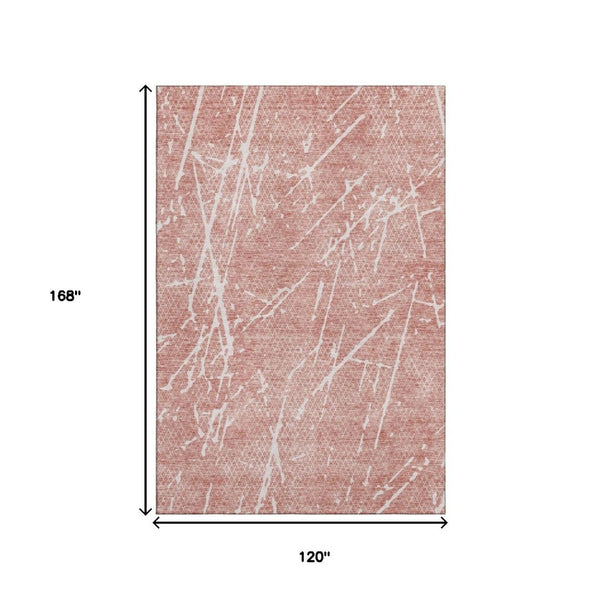 HomeRoots 10' X 14' Blush & Ivory Abstract Area Rug - Washable, UV Protected, Durable for Kids & Pets! 652821