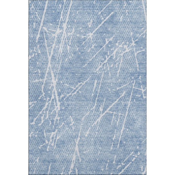 HomeRoots 8' X 10' Blue and Ivory Abstract Area Rug – Washable, UV Protected, Perfect for Kids and Pets! 652825