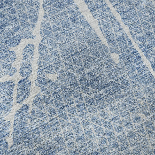 HomeRoots 8' X 10' Blue and Ivory Abstract Area Rug – Washable, UV Protected, Perfect for Kids and Pets! 652825