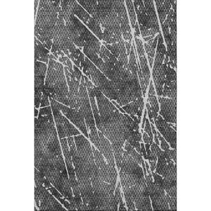 HomeRoots 8' X 10' Charcoal And Ivory Abstract Washable Area Rug with UV Protection for Stylish Homes 652831