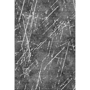 HomeRoots 10' X 14' Charcoal & Ivory Abstract Washable Area Rug - UV Protected, Stain-Resistant, Modern Decor 652833