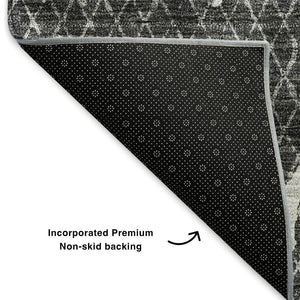 HomeRoots 10' X 14' Charcoal & Ivory Abstract Washable Area Rug - UV Protected, Stain-Resistant, Modern Decor 652833