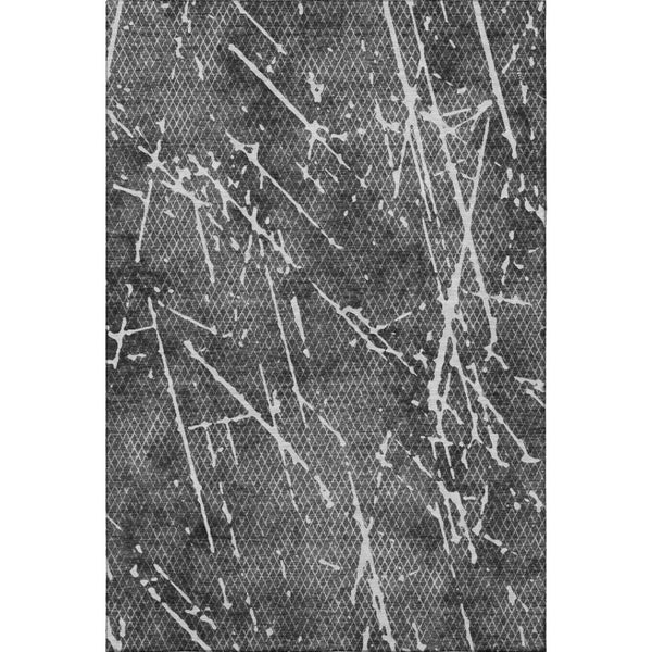 HomeRoots 10' X 14' Charcoal & Ivory Abstract Washable Area Rug - UV Protected, Stain-Resistant, Modern Decor 652833
