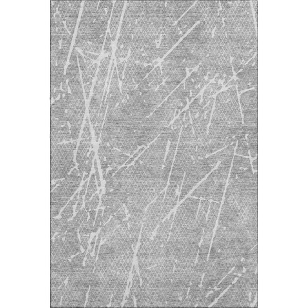 HomeRoots 10' Gray and Ivory Abstract Area Rug - Washable, UV-Protected, Stylish, and Durable for Homes with Kids! 652839