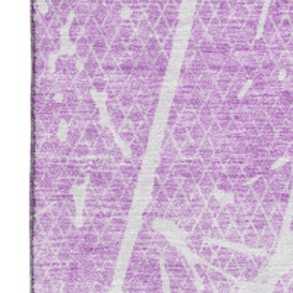 HomeRoots 5' X 8' Lilac And Ivory Abstract Washable Area Rug with Stain Resistance & UV Protection for Durability 652841