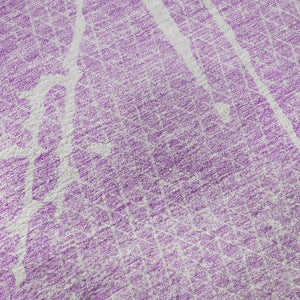 HomeRoots 5' X 8' Lilac And Ivory Abstract Washable Area Rug with Stain Resistance & UV Protection for Durability 652841