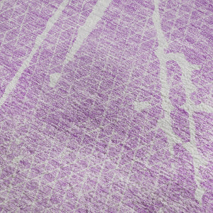 HomeRoots 5' X 8' Lilac And Ivory Abstract Washable Area Rug with Stain Resistance & UV Protection for Durability 652841