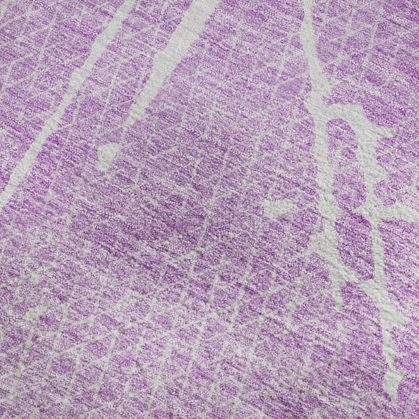 HomeRoots 5' X 8' Lilac And Ivory Abstract Washable Area Rug with Stain Resistance & UV Protection for Durability 652841