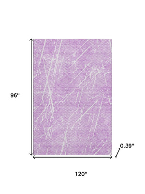 HomeRoots 8' X 10' Lilac & Ivory Abstract Washable Area Rug – Stylish, Durable, UV-Protected for Busy Homes 652843