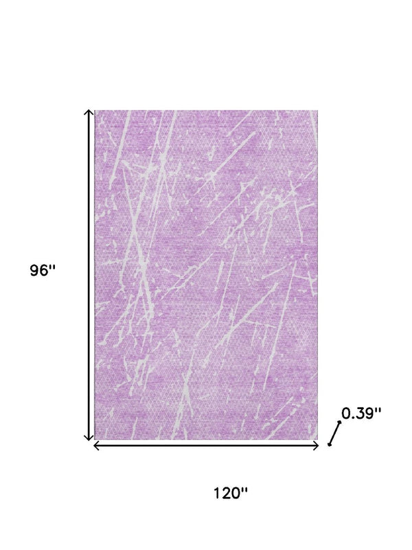 HomeRoots 8' X 10' Lilac & Ivory Abstract Washable Area Rug – Stylish, Durable, UV-Protected for Busy Homes 652843