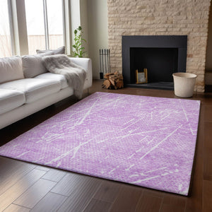 HomeRoots 8' X 10' Lilac & Ivory Abstract Washable Area Rug – Stylish, Durable, UV-Protected for Busy Homes 652843