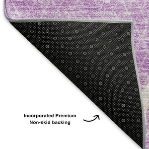 HomeRoots 10' X 14' Lilac And Ivory Abstract Washable Area Rug - UV Resistant, Easy-Care, Modern Design for Homes 652845
