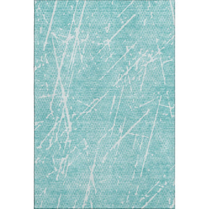 HomeRoots 8' X 10' Teal and Ivory Abstract Area Rug - Washable, UV-Protected & Perfect for Busy Homes! 652849