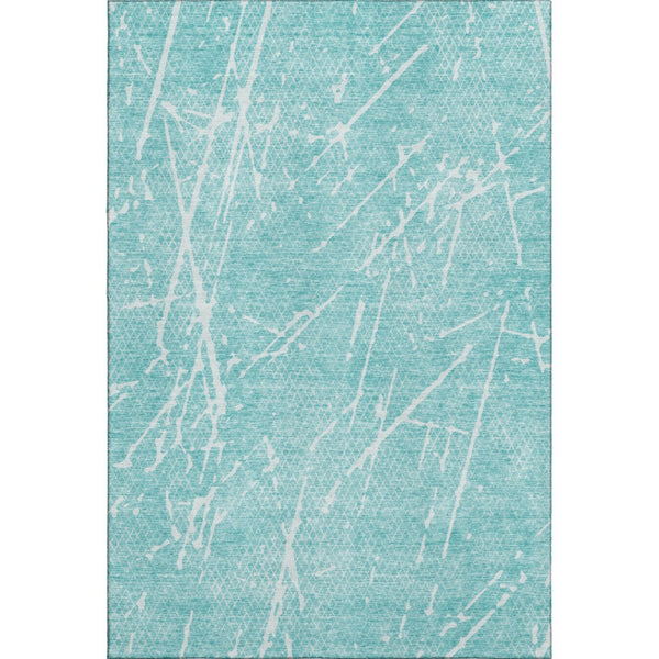 HomeRoots 8' X 10' Teal and Ivory Abstract Area Rug - Washable, UV-Protected & Perfect for Busy Homes! 652849