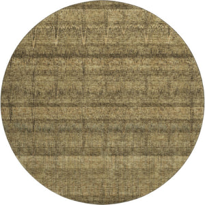 HomeRoots 8' Washable Round Rug in Brown and Beige Stripes – Stain Resistant, UV Protected for Indoor/Outdoor Use 652854