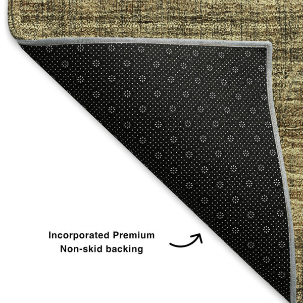 HomeRoots 8' Washable Round Rug in Brown and Beige Stripes – Stain Resistant, UV Protected for Indoor/Outdoor Use 652854
