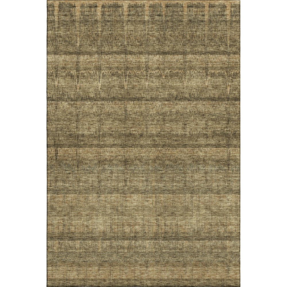 HomeRoots 8' X 10' Brown and Beige Striped Area Rug - Washable, Stain-Resistant, UV Protected for Active Homes 652855