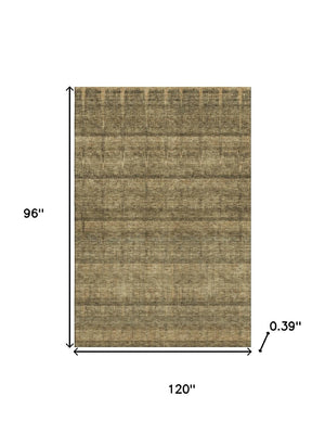 HomeRoots 8' X 10' Brown and Beige Striped Area Rug - Washable, Stain-Resistant, UV Protected for Active Homes 652855