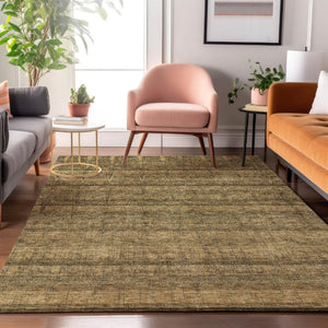 HomeRoots 9' X 12' Striped Washable Area Rug - Durable, UV-Resistant with Timeless Brown & Beige Design! 652856