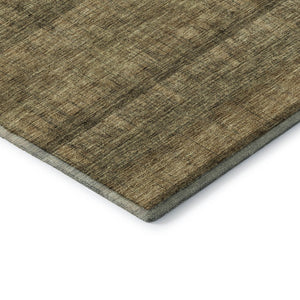 HomeRoots 9' X 12' Striped Washable Area Rug - Durable, UV-Resistant with Timeless Brown & Beige Design! 652856