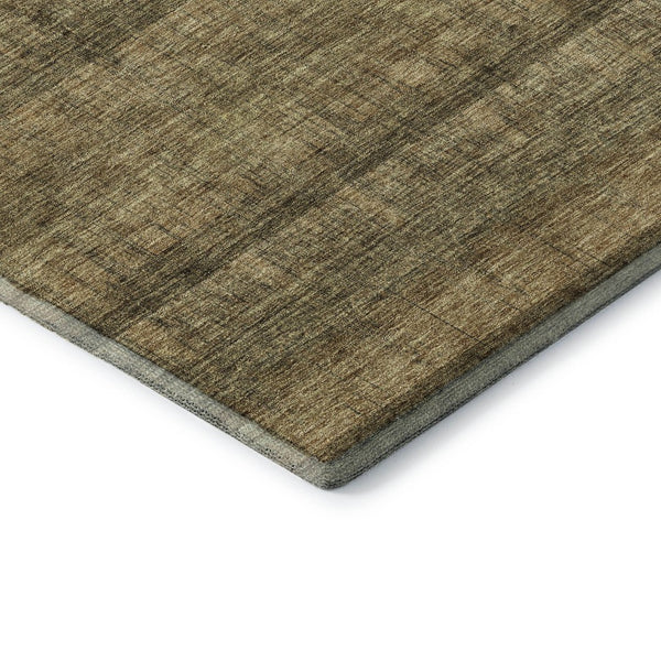 HomeRoots 9' X 12' Striped Washable Area Rug - Durable, UV-Resistant with Timeless Brown & Beige Design! 652856