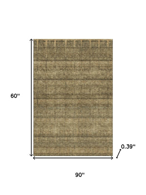 HomeRoots 9' X 12' Striped Washable Area Rug - Durable, UV-Resistant with Timeless Brown & Beige Design! 652856