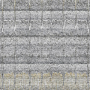 HomeRoots 8' X 10' Stylish Gray Ivory Gold Striped Washable Area Rug with UV Protection for Any Home 652861