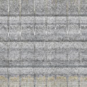 HomeRoots 10' X 14' Gray Ivory Gold Striped Washable Area Rug - Durable, UV-Protected, Perfect for Homes with Kids! 652863