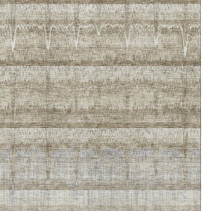 HomeRoots 9' X 12' Taupe Gray & Beige Striped Area Rug - Washable, UV Resistant, Easy Care for All Spaces 652868