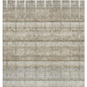 HomeRoots 10' X 14' Stylish Taupe Gray & Beige Striped Washable Area Rug with UV Protection for Active Homes 652869