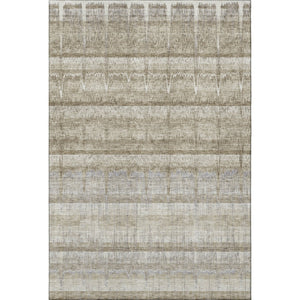 HomeRoots 10' X 14' Stylish Taupe Gray & Beige Striped Washable Area Rug with UV Protection for Active Homes 652869
